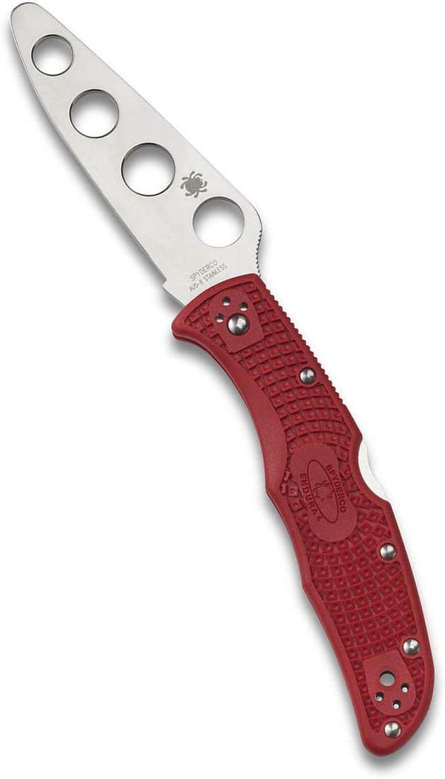 Spyderco Endura 4 Trainer Folding Pocket Knife with 3.5' AUS-6 Steel Blade and FRN Handle - EDC Knife for Men and Women, Perfect for Hunting, Tactical, Camping, Survival, Hiking - BluntedEdge - C10TR