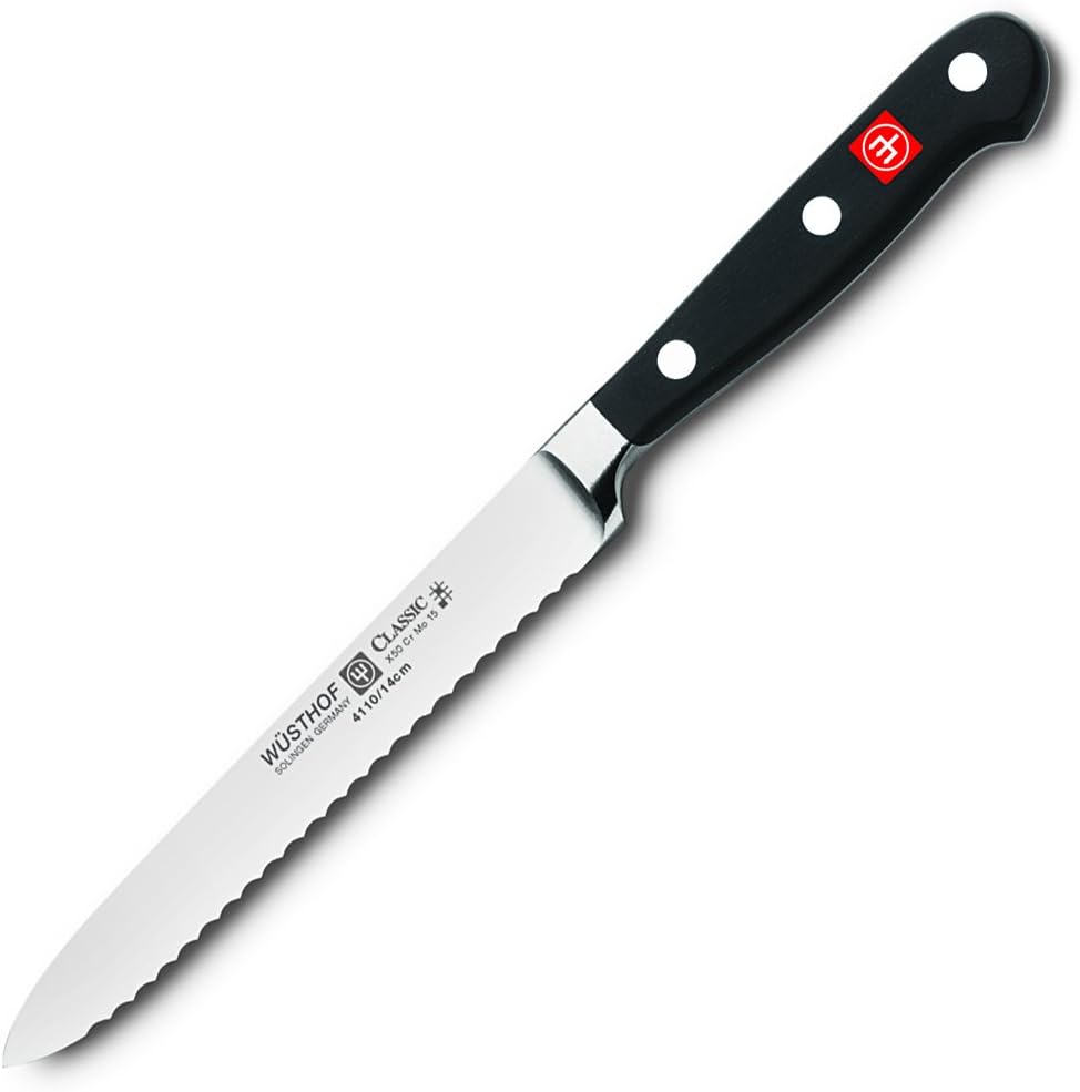 Wusthof Classic 4110 Serrated Utility Knife, 5 Inch
