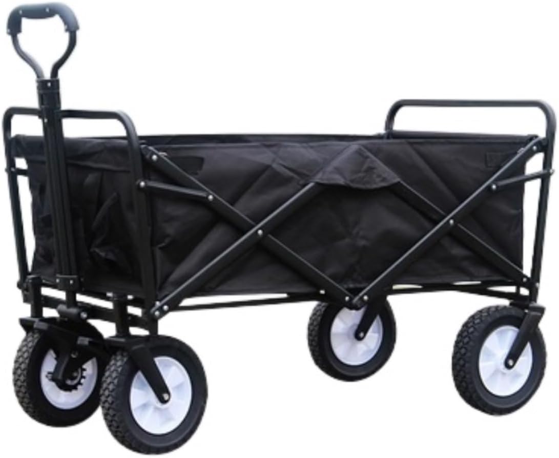 Outdoor Folding Utility Wagon Cart with Wide All Terrain Wheels for Camping Beach Sports and Shopping Portable and Convenient Foldable Trolley Cart