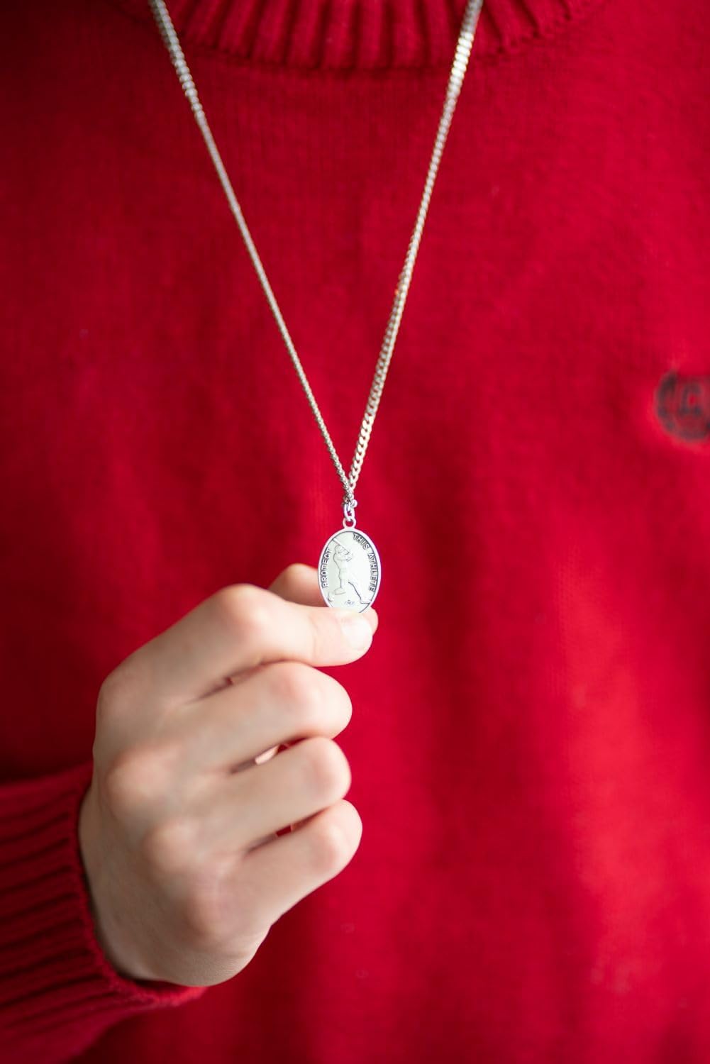 Heartland Men's Sterling Silver Saint Christopher Baseball Medal – Made in USA, Custom Chain Options, Ideal Present for Athletes, Baseball Players, and Sports Enthusiasts