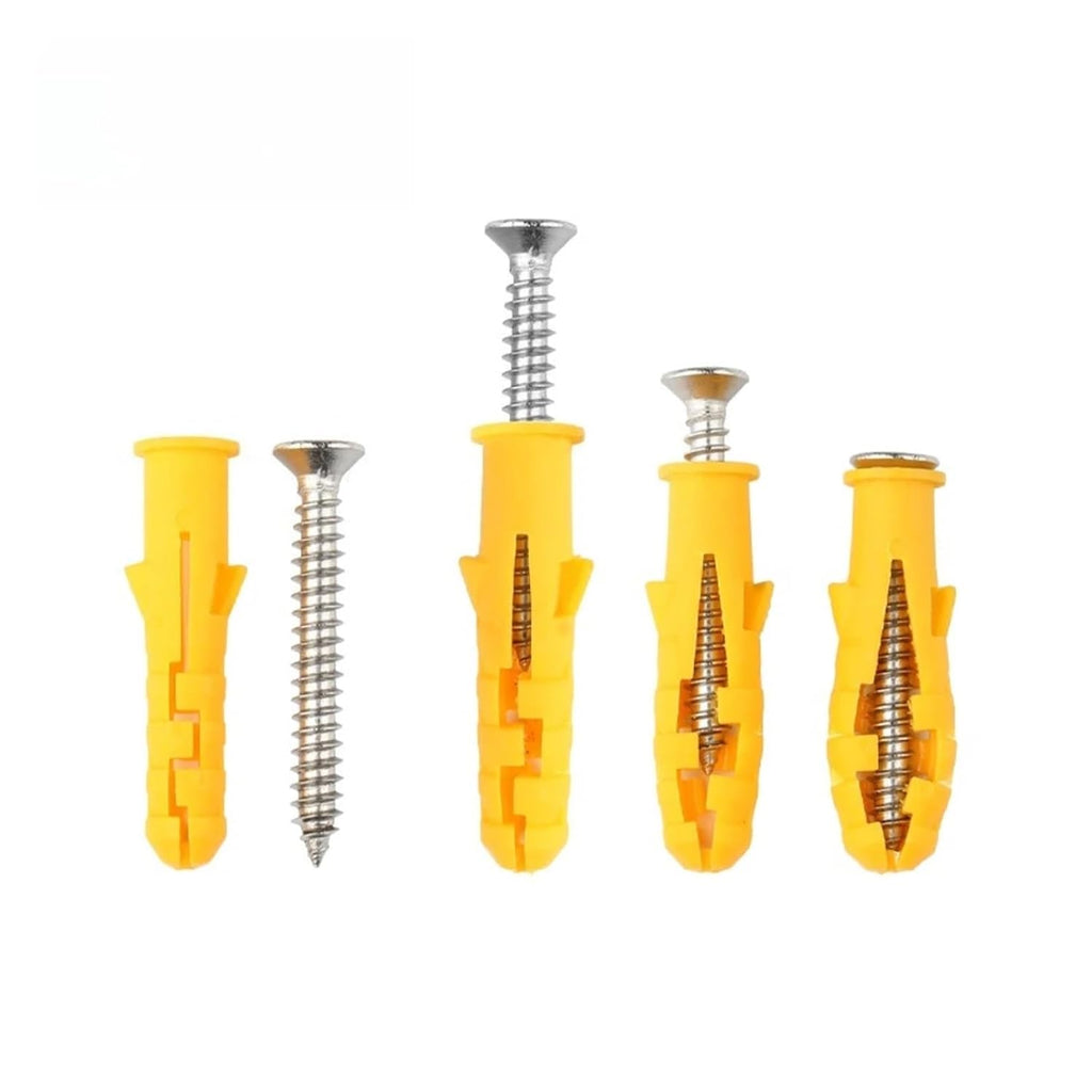 Plastic Expansion Tube Bolts M6x30/M8x40 Wall Screws Anchor Plugs with Self-Tapping Ribbed Plastic Expansion Screw Small Yellow(M6x30)