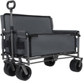 Heavy-Duty Folding Utility Wagon with All-Terrain Wheels and Convertible Seat – 500 lb Capacity, 180L Cargo Space for Outdoor Activities (Gray + Steel)