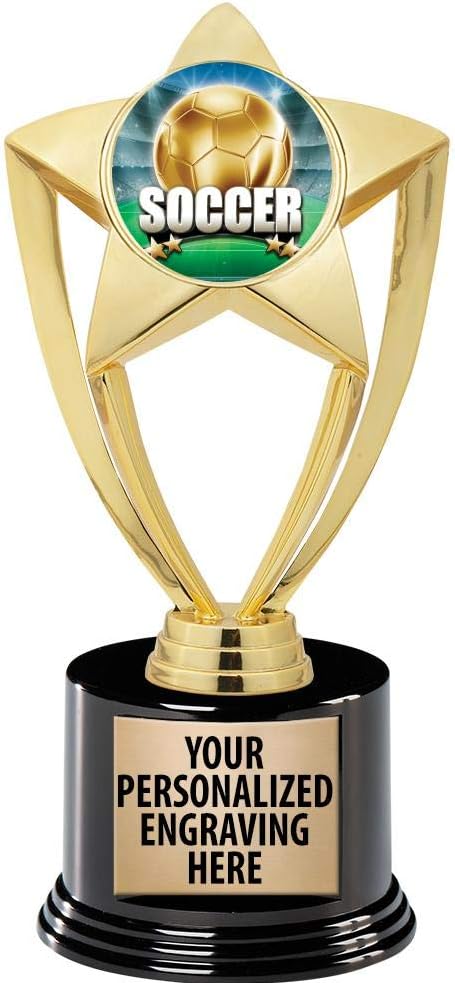 Crown Awards Soccer Trophy, 8' Gold Star Soccer Trophies with Deluxe Round Base