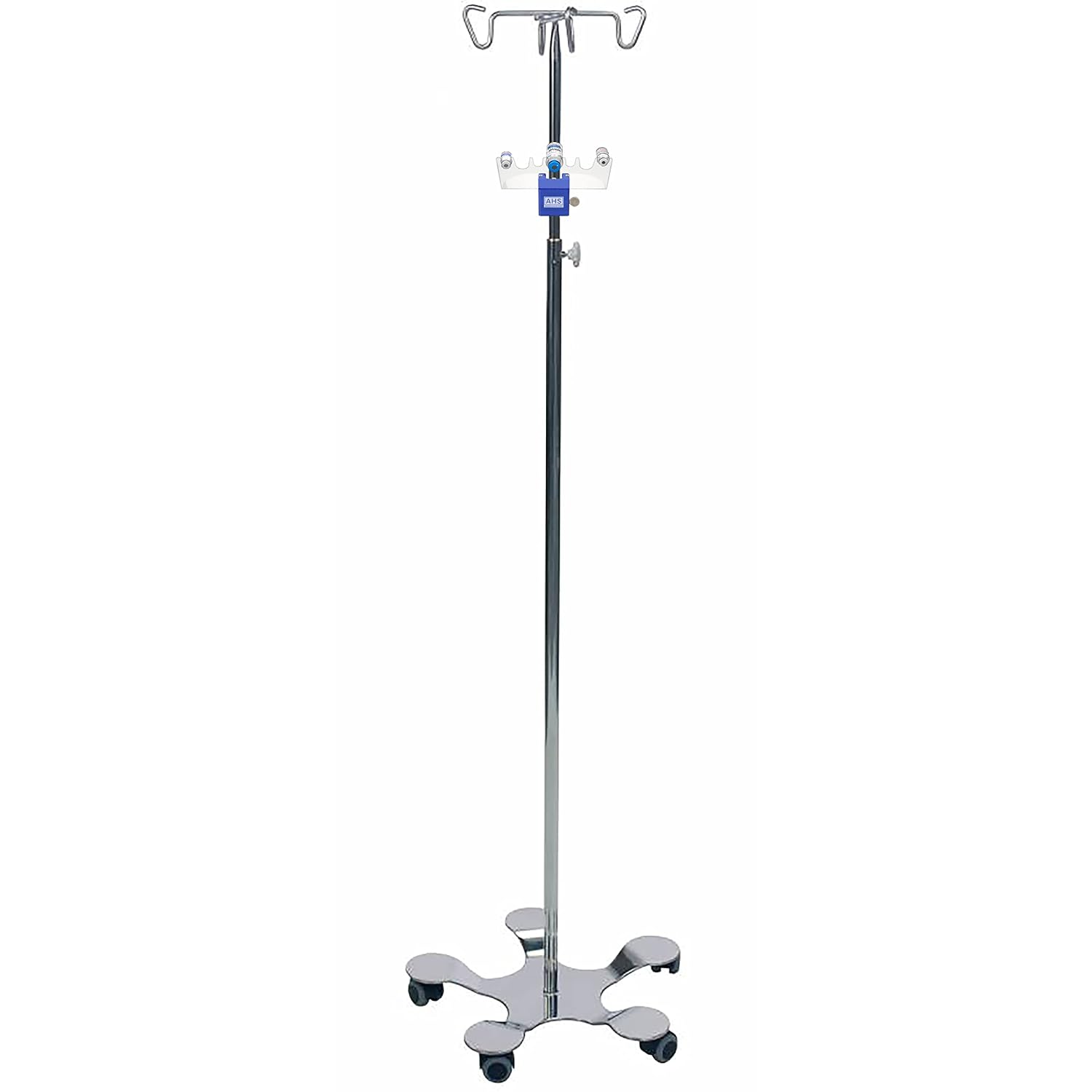 AHS American Hospital Supply Medicine Vial Holder Blue Base Transparent Hands Free Medication Vial Stand with 7 Slots Optional Safety Lid | Medical Supplies & Equipment