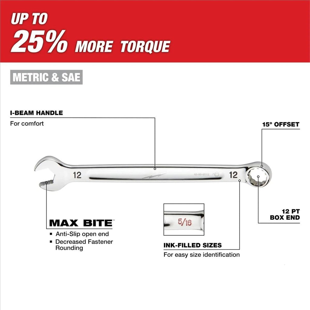 30pc 48-22-9485 Combination Wrench for Milwaukee Metric & SAE Wrench Set with PACKOUT Organizer