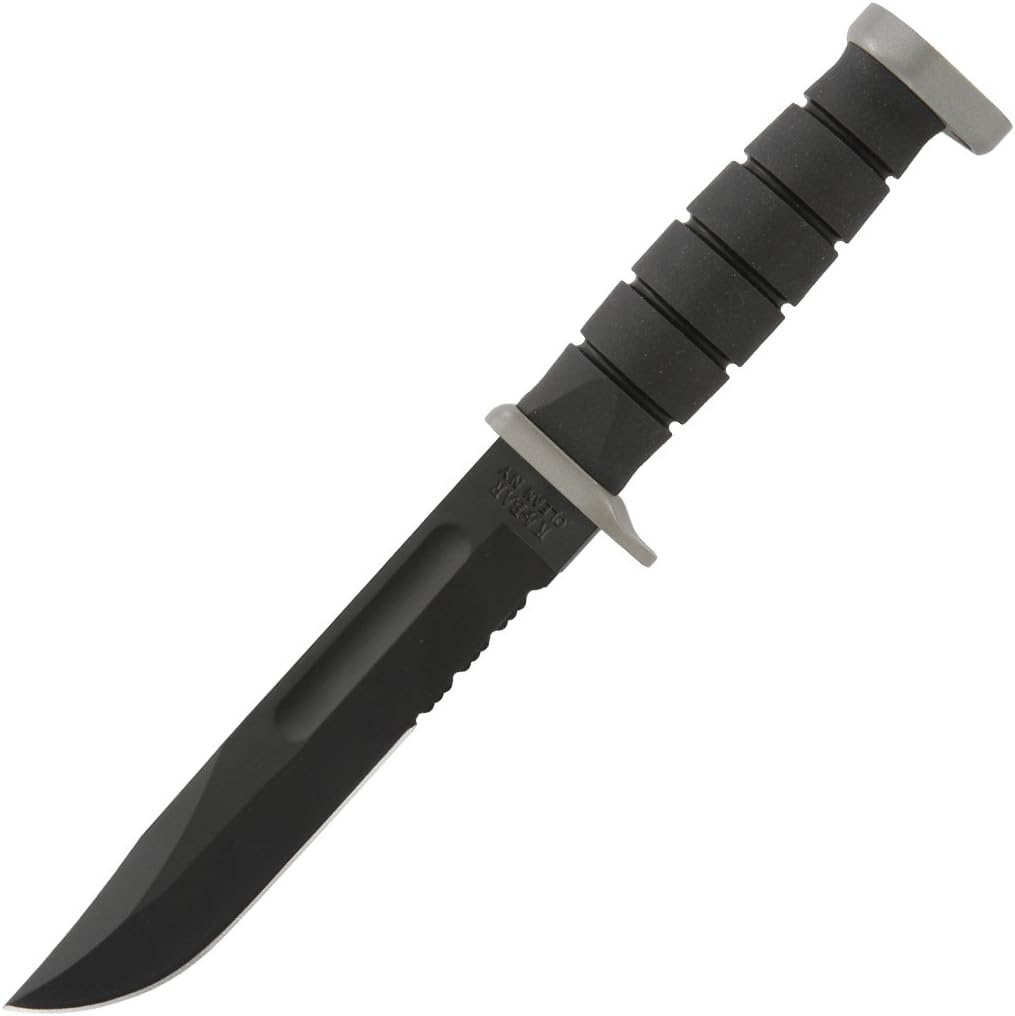 Ka-Bar 1281 KA bar, D2 Fighting/Utility Knife, Serrated, Black Cordura Sheath