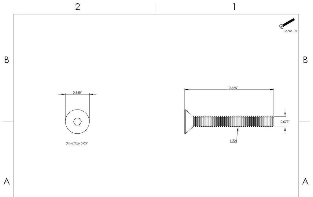 1-72 x 5/8' - Flat Head Socket Cap Screws Grade 8 Steel Black Oxide Qty 250 Socket Head Screws B2B
