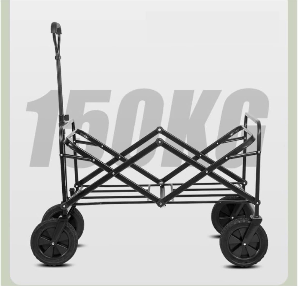 Folding Wagon Cart Beach Wagon Grocery Wagon Folding Utility Wagon Cart Outdoor Wagon With Wheels Adjustable Push-Pull Handle For Camping Grocery Sports Shopping Grocery Cart Garden Wagon Utility Wago