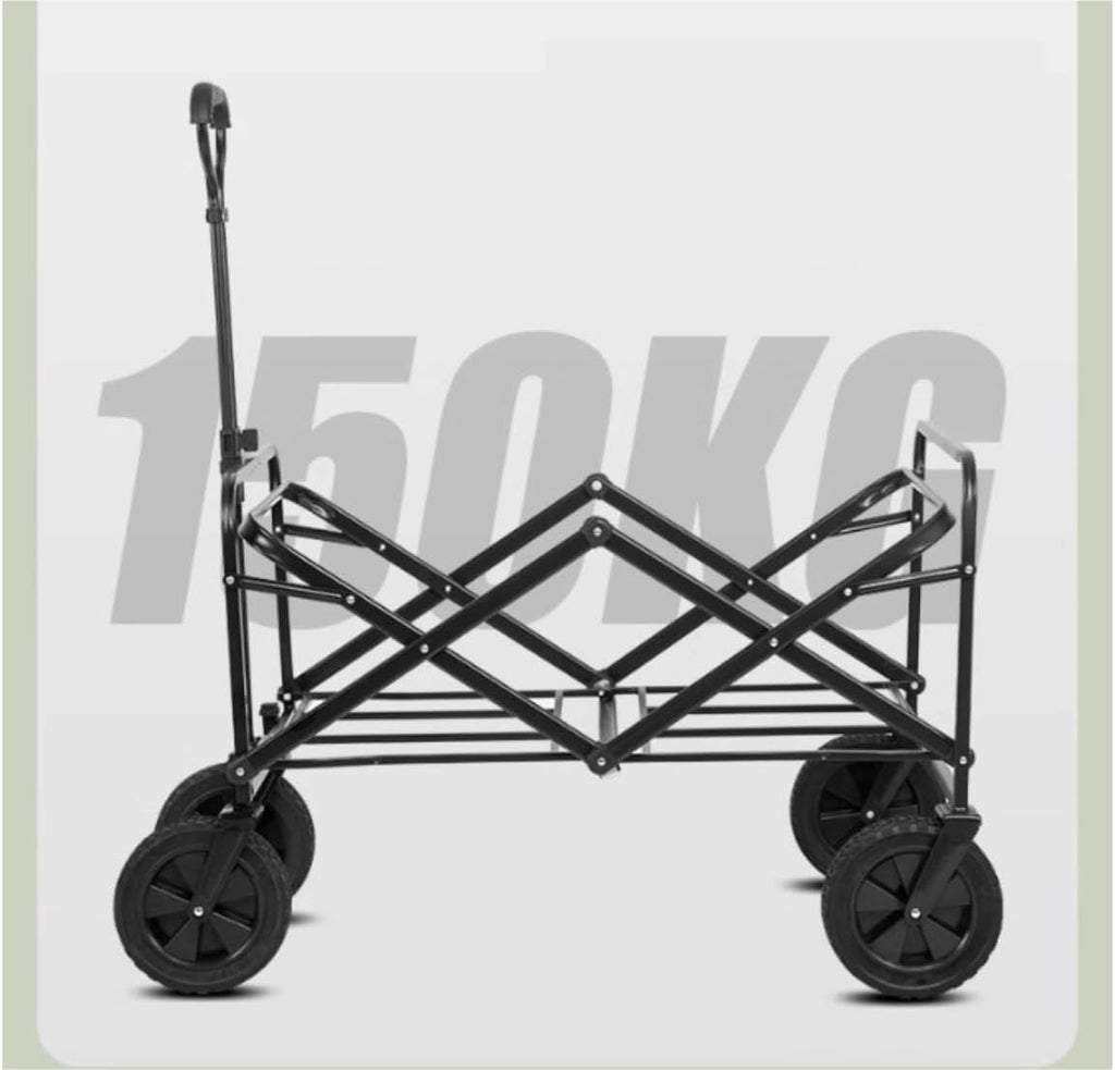 Folding Wagon Cart Beach Wagon Grocery Wagon Folding Utility Wagon Cart Outdoor Wagon With Wheels Adjustable Push-Pull Handle For Camping Grocery Sports Shopping Grocery Cart Garden Wagon Utility Wago