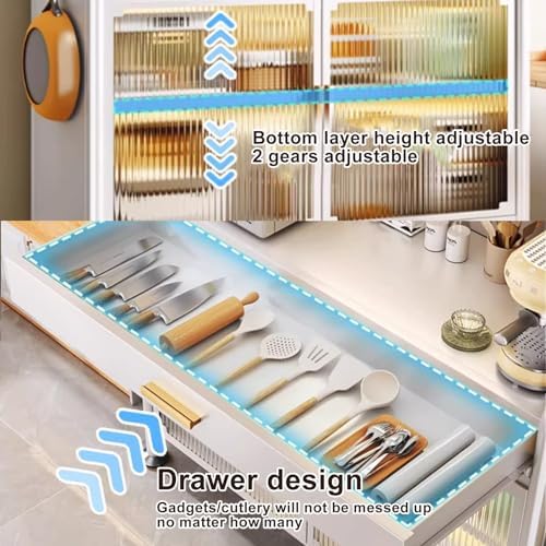 4-Tier Kitchen Pantry Storage Cabinet with Drawer, Versatile Baker's Rack & Pegboard, Flip Door Design for Organizing Spices, Pots & Pans in Home & Garage