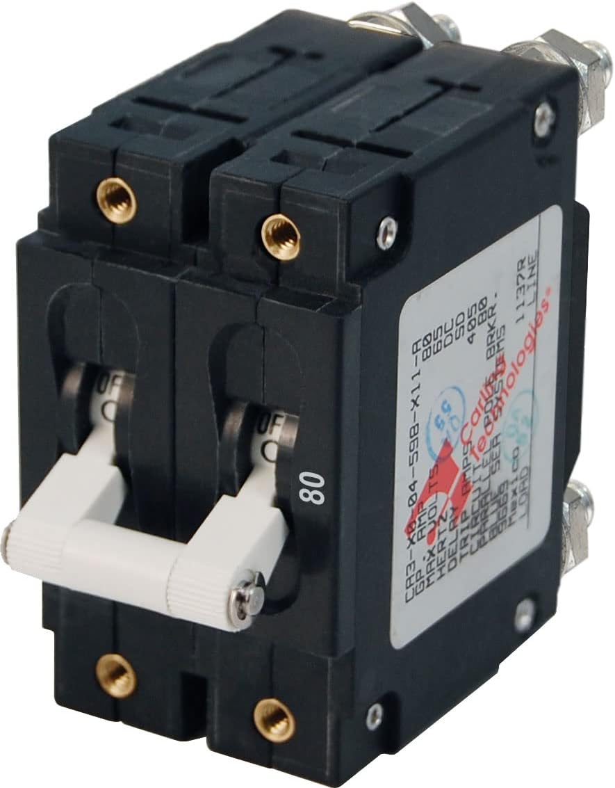 AMRB-7256 Blue Sea C-Series White Toggle Circuit Breaker - Double Pole - 80 AMP
