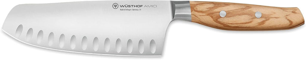 Wüsthof AMICI 7' Hollow Edge Santoku Knife, Tan