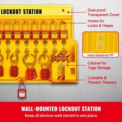 Happybuy 58 PCS Lockout Tagout Kits, Electrical Safety Loto Kit Includes Padlocks, Lockout Station, Hasp, Lockout Tagout Safety Tools for Industrial, Electric Power, Machinery