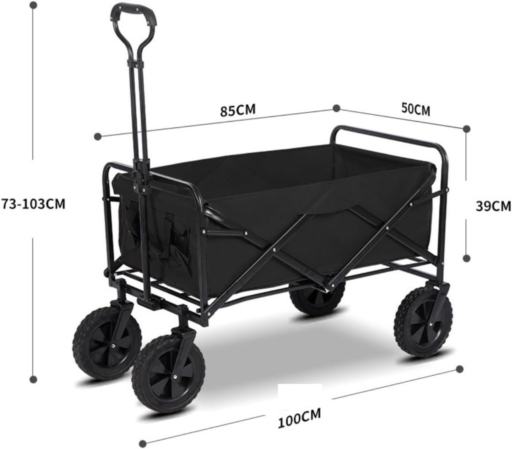 Folding Wagon Cart Beach Wagon Grocery Wagon Folding Utility Wagon Cart Outdoor Wagon With Wheels Adjustable Push-Pull Handle For Camping Grocery Sports Shopping Grocery Cart Garden Wagon Utility Wago