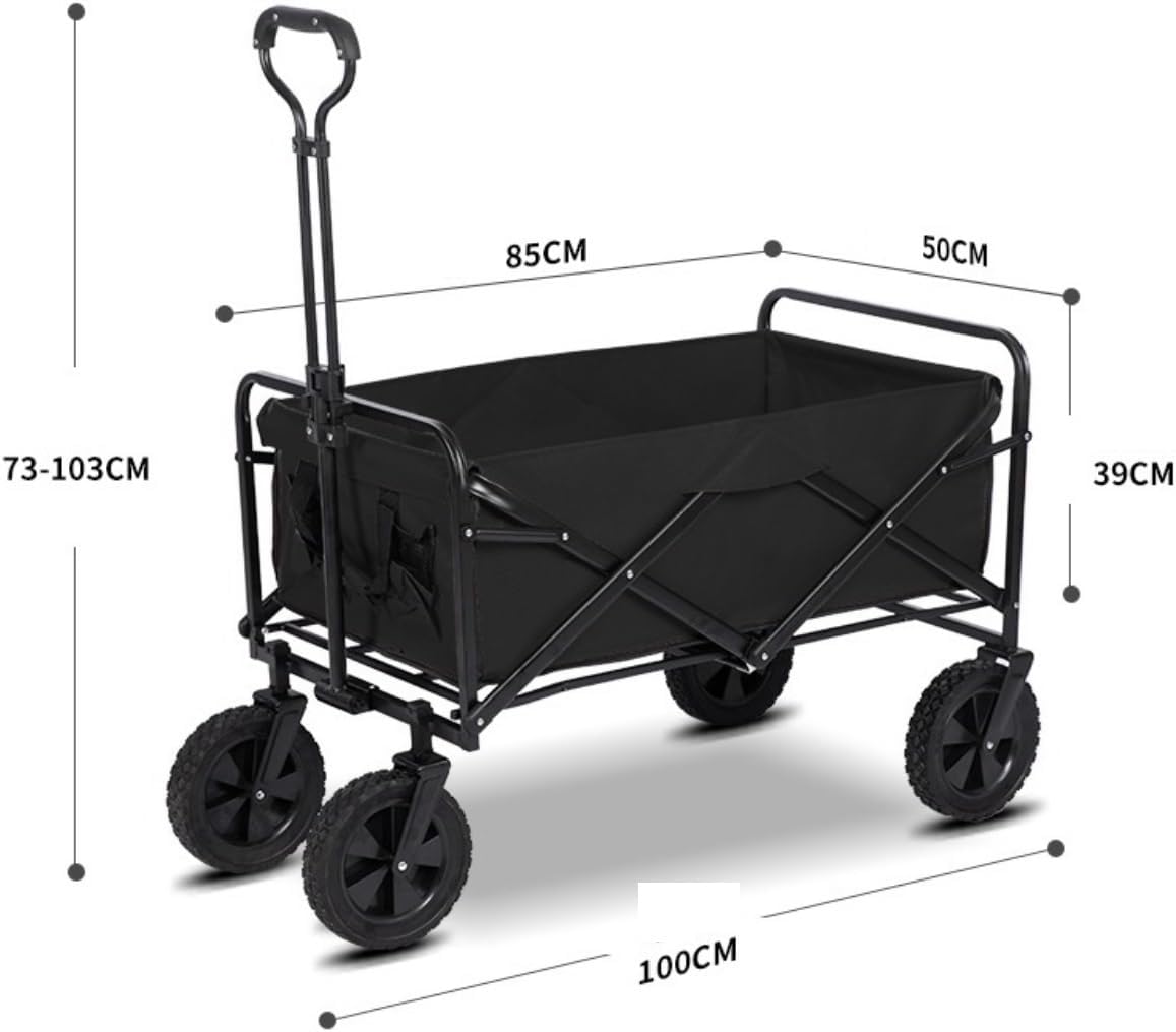 Folding Wagon Cart Beach Wagon Grocery Wagon Folding Utility Wagon Cart Outdoor Wagon With Wheels Adjustable Push-Pull Handle For Camping Grocery Sports Shopping Grocery Cart Garden Wagon Utility Wago