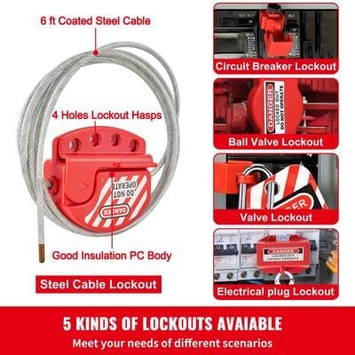 Happybuy 43 PCS Lockout Tagout Kits, Electrical Safety Loto Kit Includes Padlocks, 5 Kinds of Lockouts, Hasps, Lockout Safety Tools for Electrical Risk Removal in Industrial, Machinery