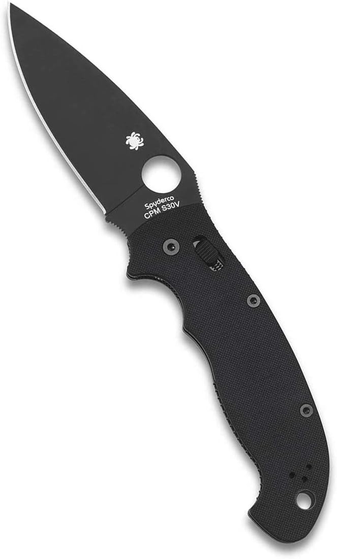 Spyderco Manix 2 XL Folding Pocket Knife with 3.8' CPM S30V Steel Blade and G-10 Handle - EDC Knife for Men and Women, Perfect for Hunting, Tactical, Camping, Survival, Hiking - PlainEdge - C95GPBBK2