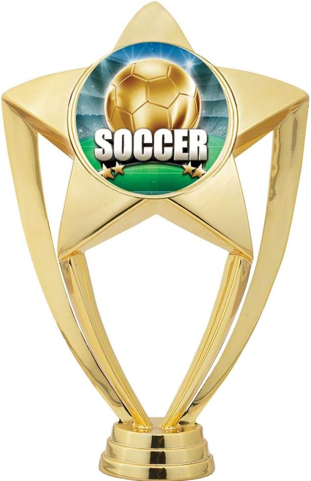 Crown Awards Soccer Trophy, 8' Gold Star Soccer Trophies with Deluxe Round Base
