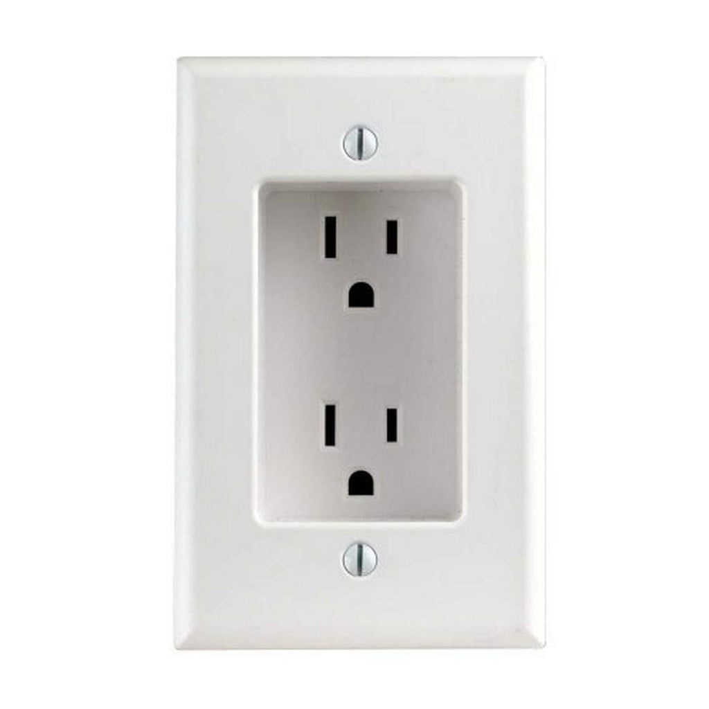 Leviton 689-W 15 Amp 1-Gang Recessed Duplex Receptacle, Residential Grade, with Screws Mounted to Housing, White (Pack of 10)