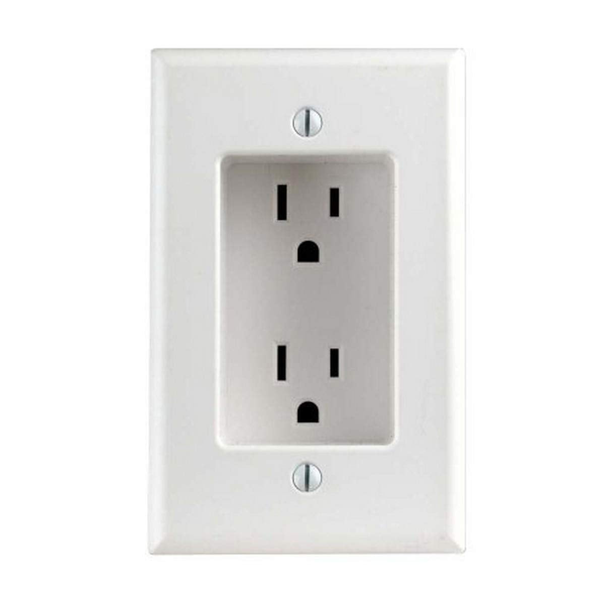 Leviton 689-W 15 Amp 1-Gang Recessed Duplex Receptacle, Residential Grade, with Screws Mounted to Housing, White (Pack of 10)