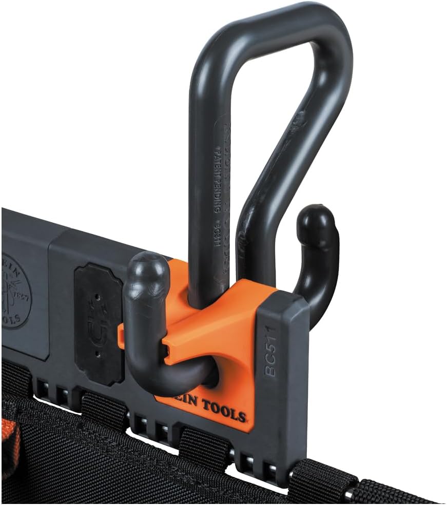 Klein Tools BC511S Bucket Work Center Large Tool Pouch, S Hook Rail System Accessory, Holds Lineman Tools, Cutters, Crimpers, and Impact Wrenches