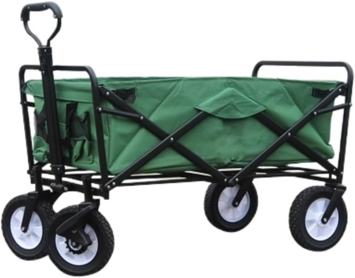 Trolley Cart Folding Utility Wagon Cart Outdoor Camping Trolley with Wide All Terrain Wheels for Sports Shopping Camping Cart Garden Wagon