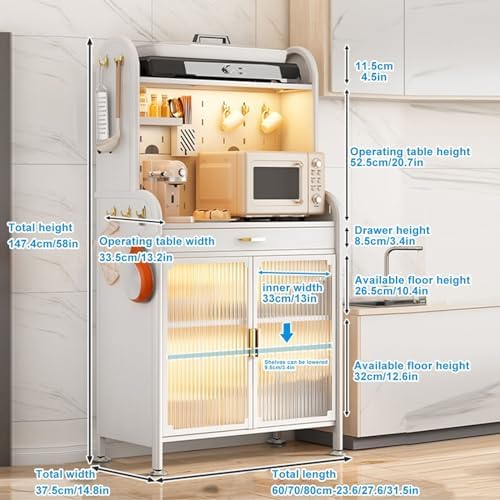 4-Tier Kitchen Pantry Storage Cabinet with Drawer, Versatile Baker's Rack & Pegboard, Flip Door Design for Organizing Spices, Pots, Pans - Ideal for Home & Garage