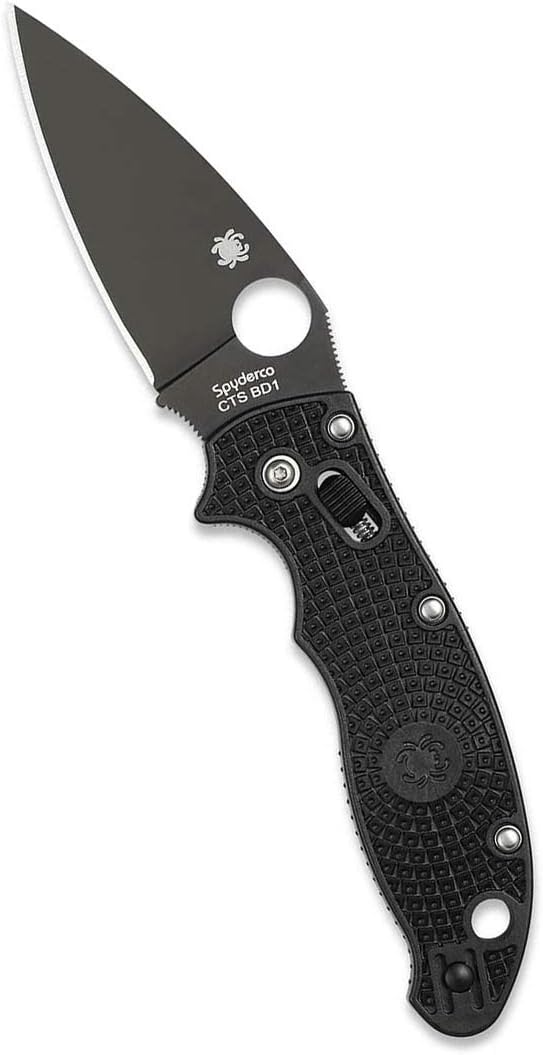 Spyderco Manix 2 Lightweight Folding Pocket Knife with 3.3' CTS BD1N Steel Blade and FRCP Handle - EDC Knife for Men and Women, Perfect for Hunting, Tactical, Camping - PlainEdge - C101PBBK2