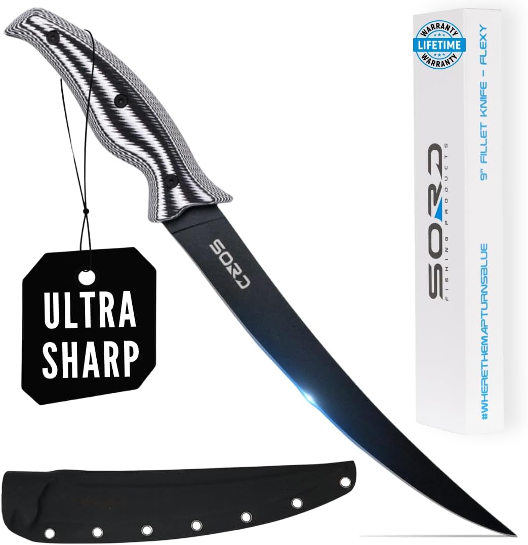 SORD Fillet Knife - 5-9' Filet Knives For Fish - Razor Sharp Boning Knife - Saltwater and Freshwater Fishing - Includes Kydex Sheath - Full Tang Blades | G10 Non Slip Grip | Corrosion Resistant