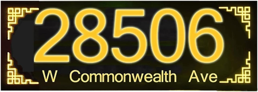 Illuminated House Sign,Steel Frontlit LED Floating Address Plaque, Display Lighted Address & Street Name,Custom House Number Sign,Black,Yellow Light,45 * 22