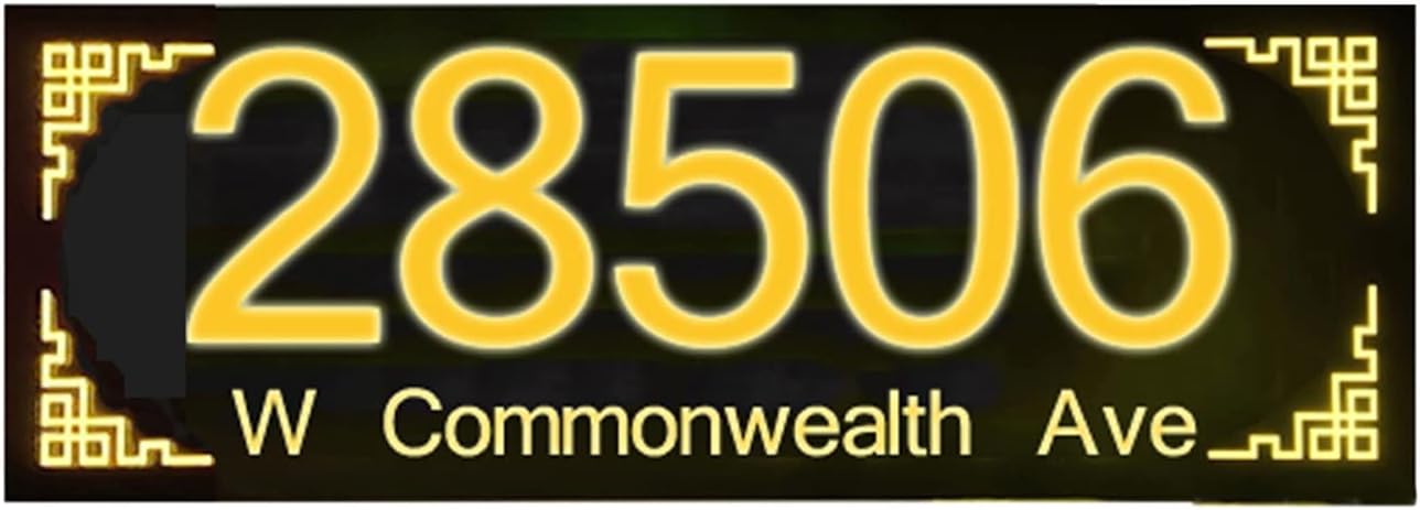 Illuminated House Sign,Steel Frontlit LED Floating Address Plaque, Display Lighted Address & Street Name,Custom House Number Sign,Black,Yellow Light,45 * 22