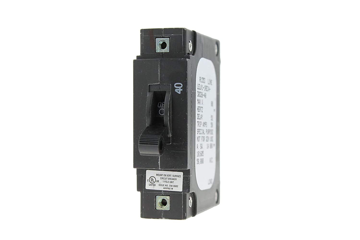Sensata/AIRPAX, 239-1-2717-3, Circuit Breaker Magnetic (Hydraulic Delay) - 1 Pole - 15A - 65VDC - Rocker Actuator - Not Illuminated - Screw - Panel Mount. (2 Item/s)