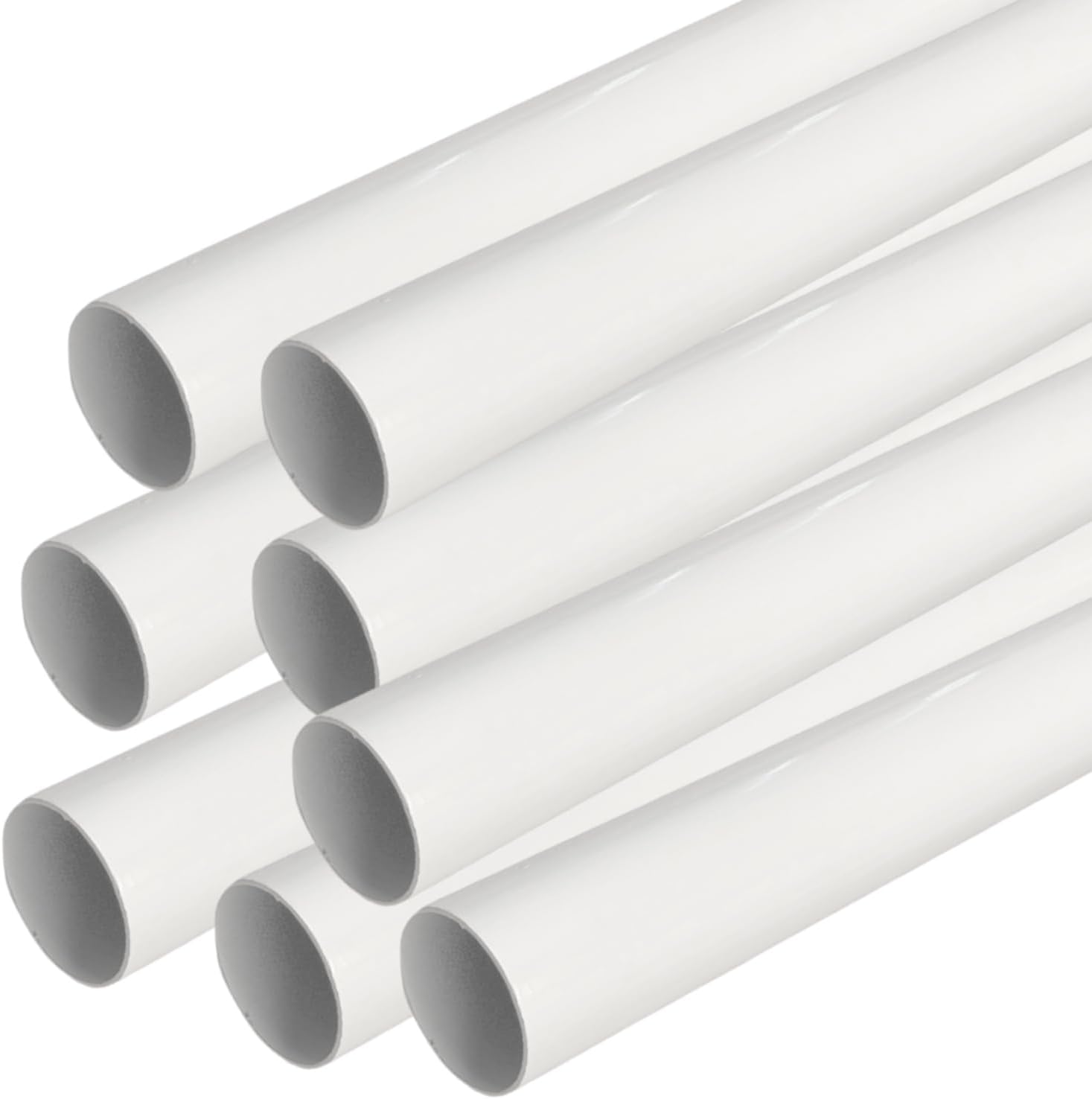 48' HEAVY DUTY Round Closet Rod | 32mm Diameter | White Clothes Pole | 8 Pack