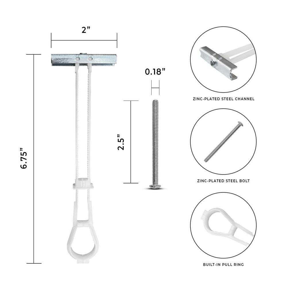 500-Pack 3/16'-24 Heavy Duty Quick Toggle Anchors with Bolts Set | for Drywall, Metal Studs, and Concrete Block | Holds 240+ Lbs. | 500 Toggles + 500 Bolts