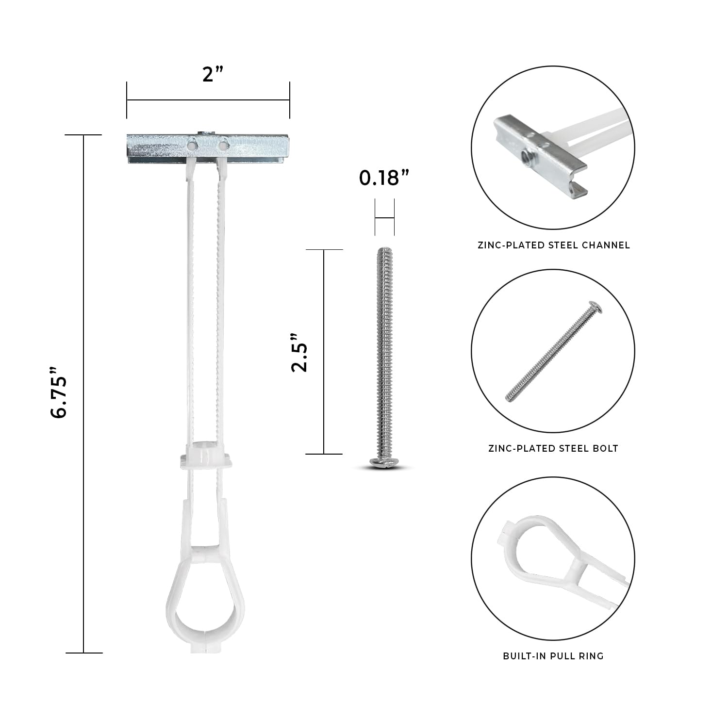 500-Pack 3/16'-24 Heavy Duty Quick Toggle Anchors with Bolts Set | for Drywall, Metal Studs, and Concrete Block | Holds 240+ Lbs. | 500 Toggles + 500 Bolts