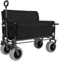 Heavy-Duty Folding Utility Wagon with All-Terrain Wheels, Convertible Bench Seat & Large-Capacity Storage Bin for Outdoor Activities (Black + Steel)