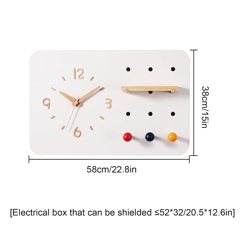 Decorative Fuse Box Cover with Clock, Hidden Circuit Breaker Panel, Modern Electrical Panel Cover Wall Mounted for Home Office, with Storage Function(Gray)