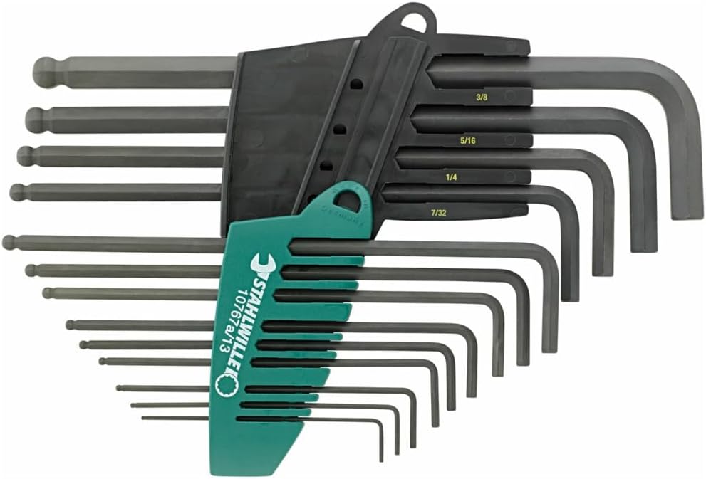 Stahlwille 96435702 10767a/13 Ball-ended Hexagon Key Wrench Set - 13 Pieces with Holder, Size Range 0.05' – 3/8', Made of Chrome Vanadium Steel, Ergonomic Design, Made in Germany