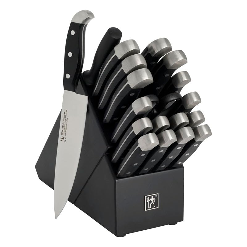 HENCKELS Premium Quality Statement 20-Piece Knife Set with Block and Knife Sharpener, Razor-Sharp, German Engineered Knife Informed by over 100 Years of Masterful Knife Making, Black Block