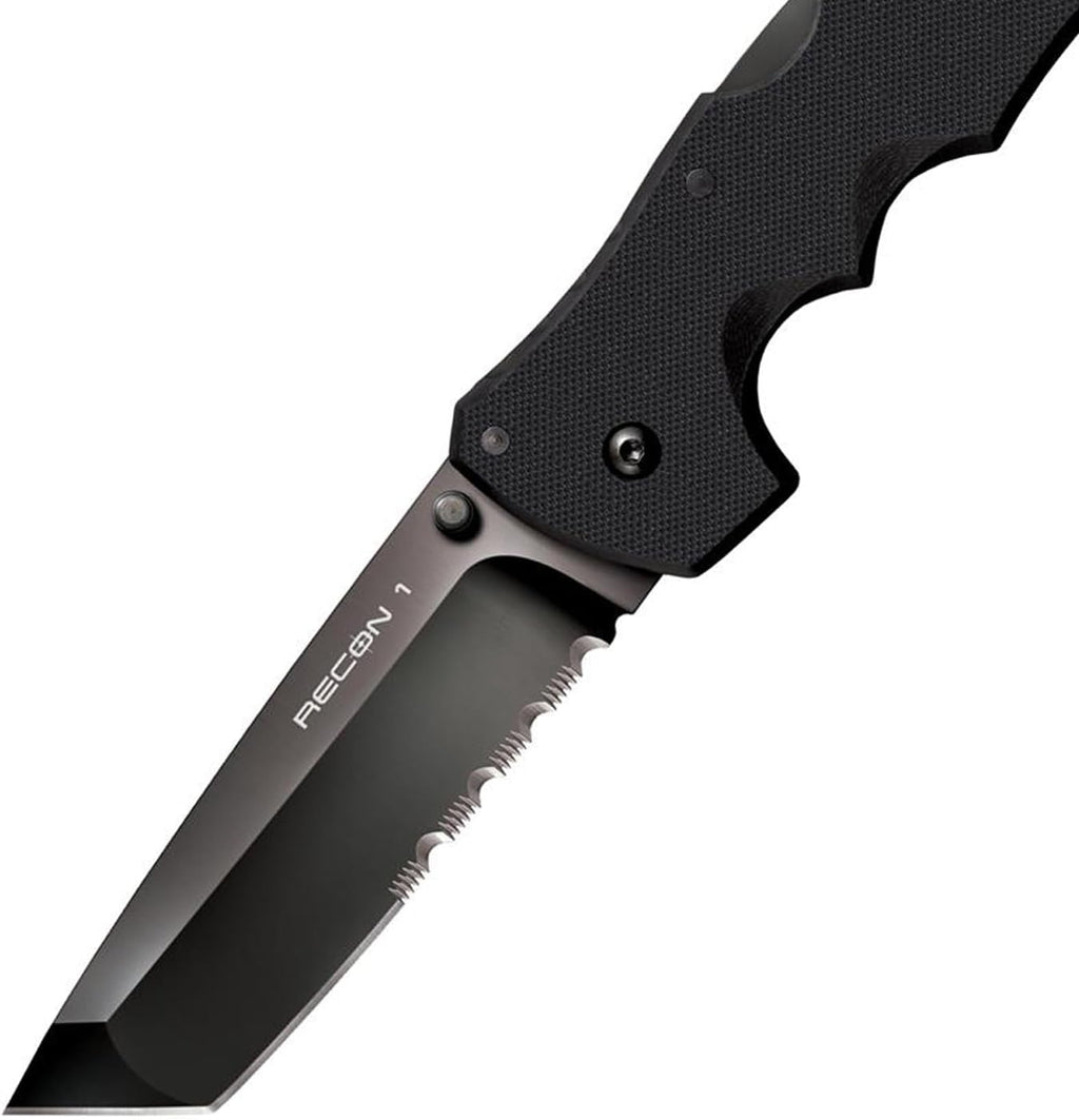 COLD STEEL Recon 1 4' S35VN Razor-Sharp Blade 5.375' G-10 Handle Tactical Folding Knife w/Tri-Ad Lock, Ambidextrous Pocket/Belt Clip