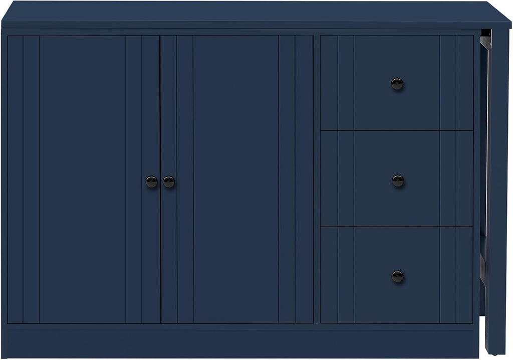 90' Extendable Freestanding Storage Cabinet, Kitchen Storage Bakers Rack with Silent Slides, Utility Food Cupboard with Adjustable Shelf for Kitchen Living Room, Navy Blue