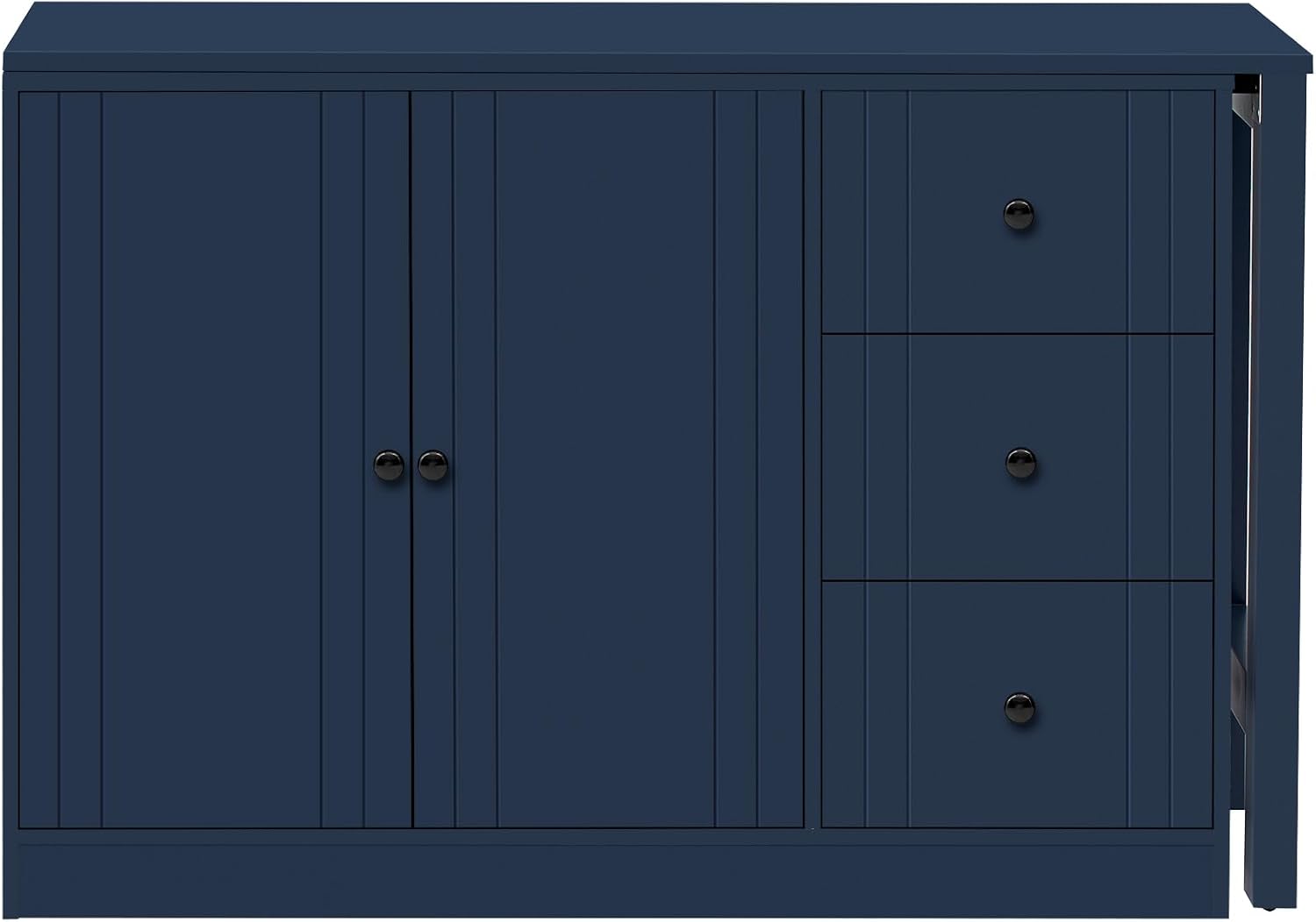 90' Extendable Freestanding Storage Cabinet, Kitchen Storage Bakers Rack with Silent Slides, Utility Food Cupboard with Adjustable Shelf for Kitchen Living Room, Navy Blue
