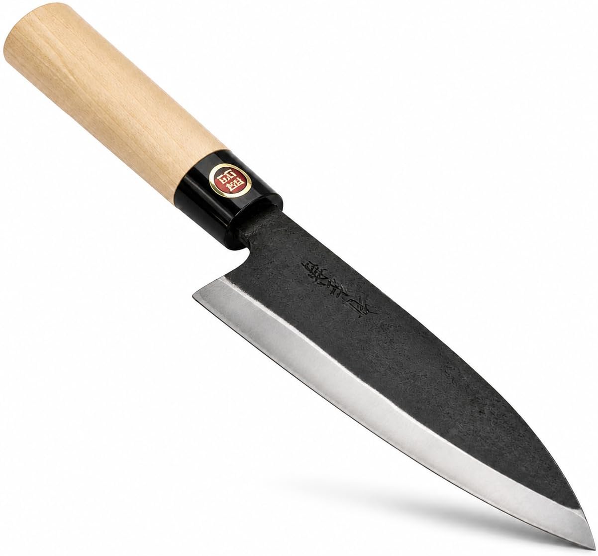 YOSHIDAHAMONO Funkai Santoku Knife 6.3 Inch, Aogami #2 Carbon Steel HRC 62-64, Gift for Serious Home Cooks, Magnolia Wa Handle, 15-Degree Edge, Made in Japan, 3-Year Warranty