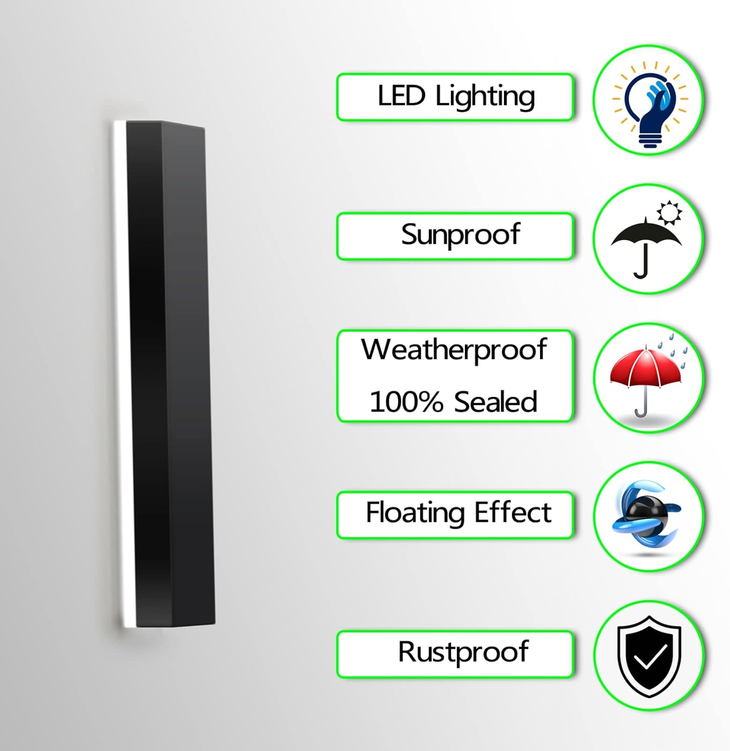 LED Address Numbers, Backlit Illuminated LED House Numbers, Black, Stainless Steel Floatig LED House Number For Outdoor, Lighted Up Address Signs, White Light,14 Inch,W
