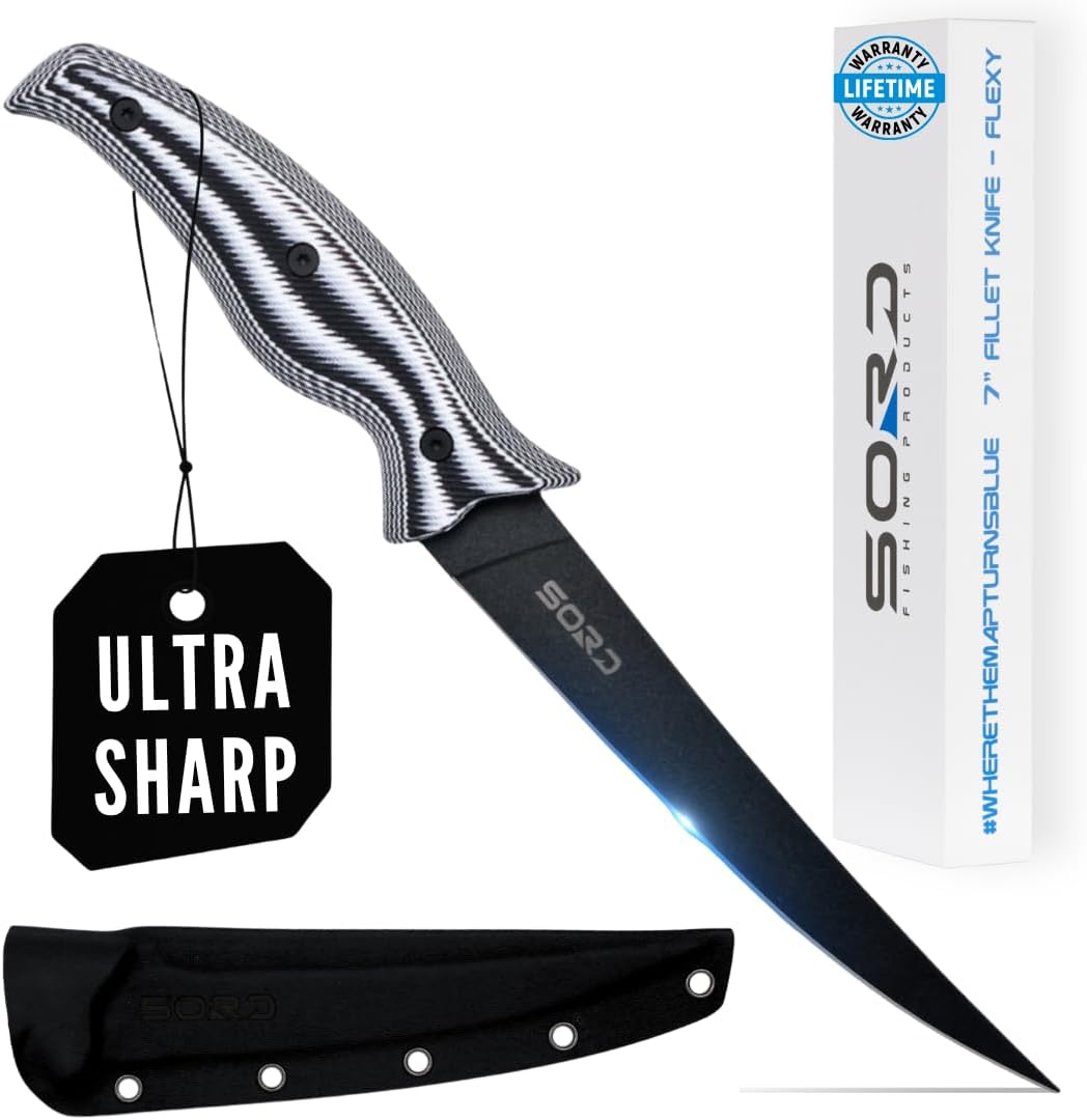 SORD Fillet Knife - 5-9' Filet Knives For Fish - Razor Sharp Boning Knife - Saltwater and Freshwater Fishing - Includes Kydex Sheath - Full Tang Blades | G10 Non Slip Grip | Corrosion Resistant