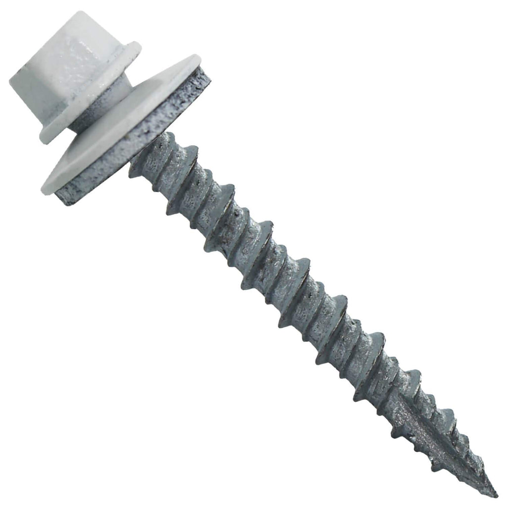Metal Roofing Screws: (1000) 10 x 1-1/2' Brite White Hex Head Sheet Metal Roof Screw. Self Starting Metal to Wood siding Screws. EPDM Washer. Colored Head