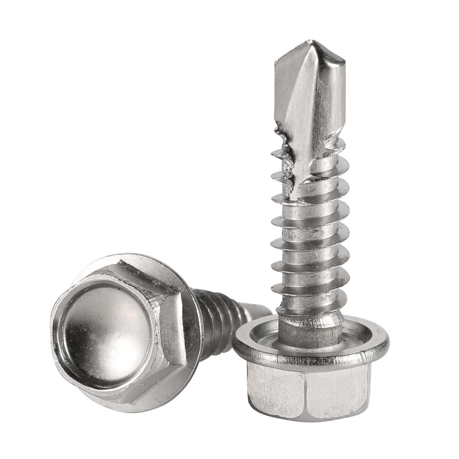 #10 x 1/2' Stainless Steel Hardened 410 Self-Tapping Screws for Metal, Hex Washer Head, Self-Drilling Tek Screws - 4000 PCS