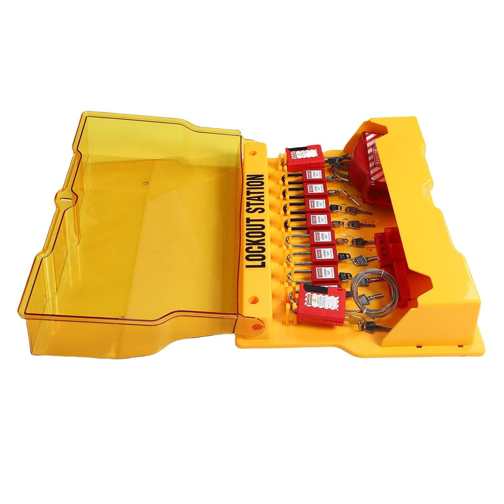 Lockout Tagout Station Loto Kit Board, Lock Out Tag Out Loto with 8 Safety Padlocks, 3 Hasps, 20 Tags, Circuit Breaker Lockouts for Electrical Plug Ball Valve Cable