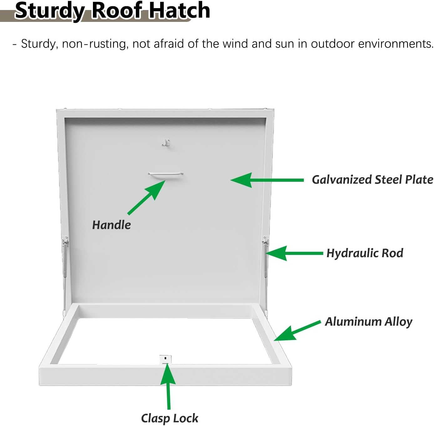 Roof Hatch Flat Roof Security Door with Hasp Latch, Ceiling Hatch Lid with Installation Accessories, Heavy Duty Manhole/Cellars Exit Cover for Repairs(45x45cm-17.7x17.7)