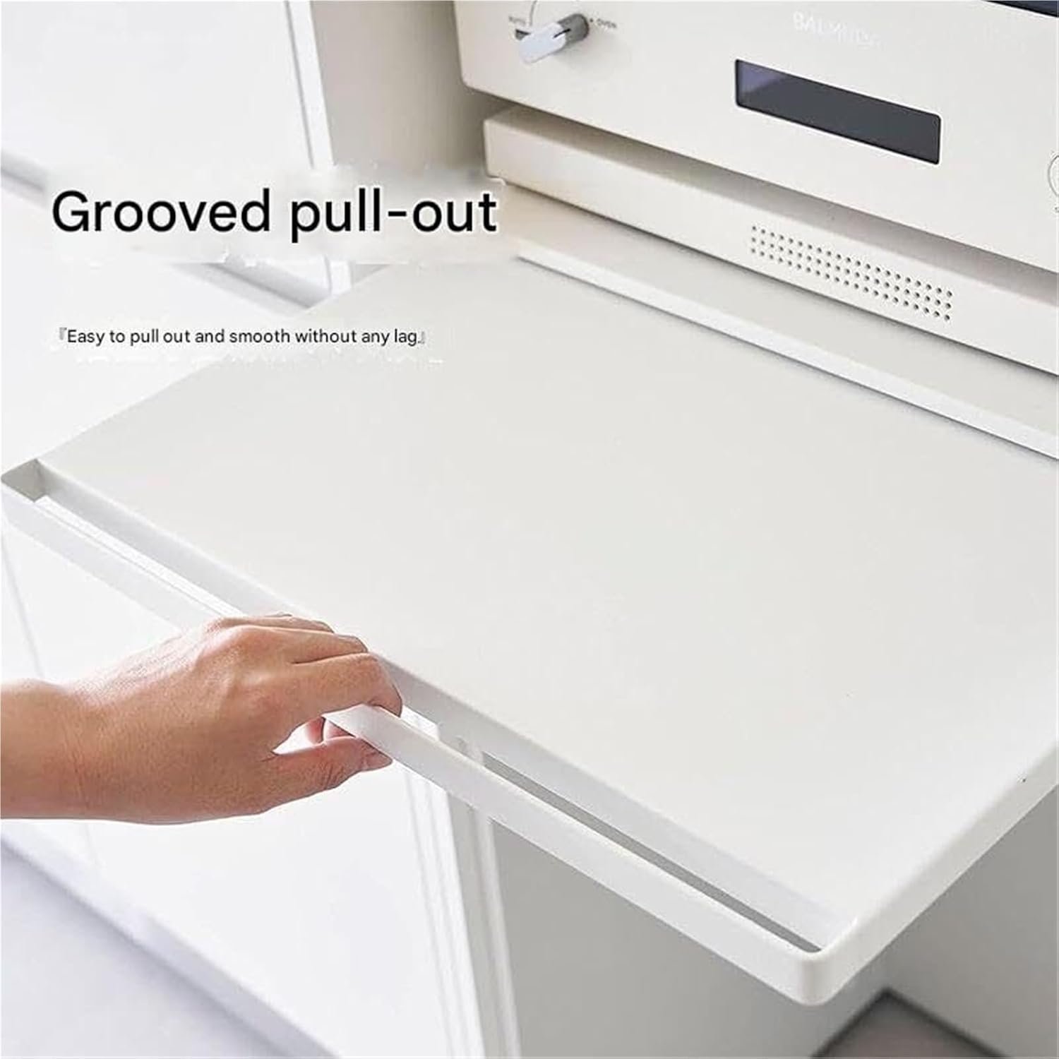 Countertop Pull-Out Bakers Rack Metal Microwave Stand with Pull-Out Drawer Storage Organizer for Kitchen Lightweight(White)